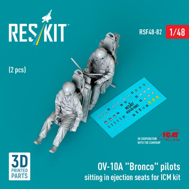 North American OV-10A Bronco Pilots Sitting in Ejection Seats for ICM kit (2 pcs) (3D Printed) Scale 1:48 ResKit RSF48-0082 for Aircraft Model Kit