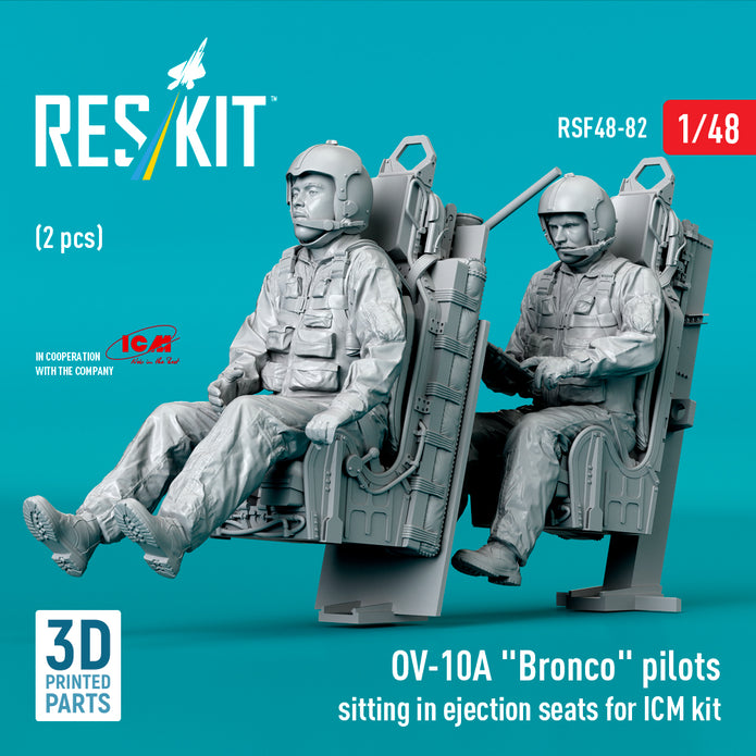 North American OV-10A Bronco Pilots Sitting in Ejection Seats for ICM kit (2 pcs) (3D Printed) Scale 1:48 ResKit RSF48-0082 for Aircraft Model Kit
