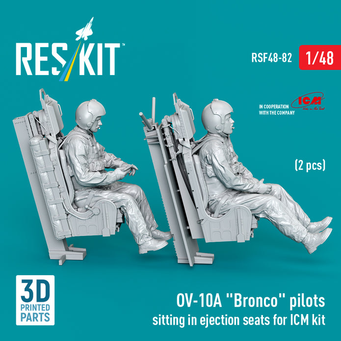 North American OV-10A Bronco Pilots Sitting in Ejection Seats for ICM kit (2 pcs) (3D Printed) Scale 1:48 ResKit RSF48-0082 for Aircraft Model Kit