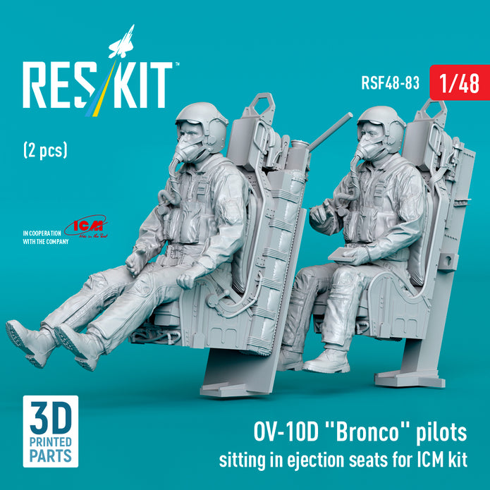 North American OV-10D Bronco Pilots Sitting in Ejection Seats for ICM kit (2 pcs) (3D Printed) Scale 1:48 ResKit RSF48-0083 for Aircraft Model Kit