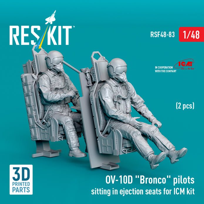 North American OV-10D Bronco Pilots Sitting in Ejection Seats for ICM kit (2 pcs) (3D Printed) Scale 1:48 ResKit RSF48-0083 for Aircraft Model Kit