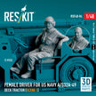 Female driver for US NAVY A/S32A-49 Deck Tractor (scene 1) (1 pcs) (3D Printed) Scale Figurines 1:48 ResKit RSF48-0084 for Figurines for Aircraft / Helicopters Model Kit