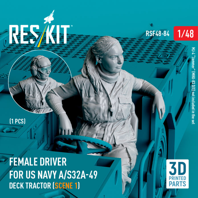Female driver for US NAVY A/S32A-49 Deck Tractor (scene 1) (1 pcs) (3D Printed) Scale Figurines 1:48 ResKit RSF48-0084 for Figurines for Aircraft / Helicopters Model Kit