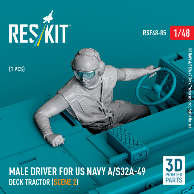 Male driver for US NAVY A/S32A-49 Deck Tractor (scene 2) (1 pcs) (3D Printed) Scale Figurines 1:48 ResKit RSF48-0085 for Figurines for Aircraft / Helicopters Model Kit