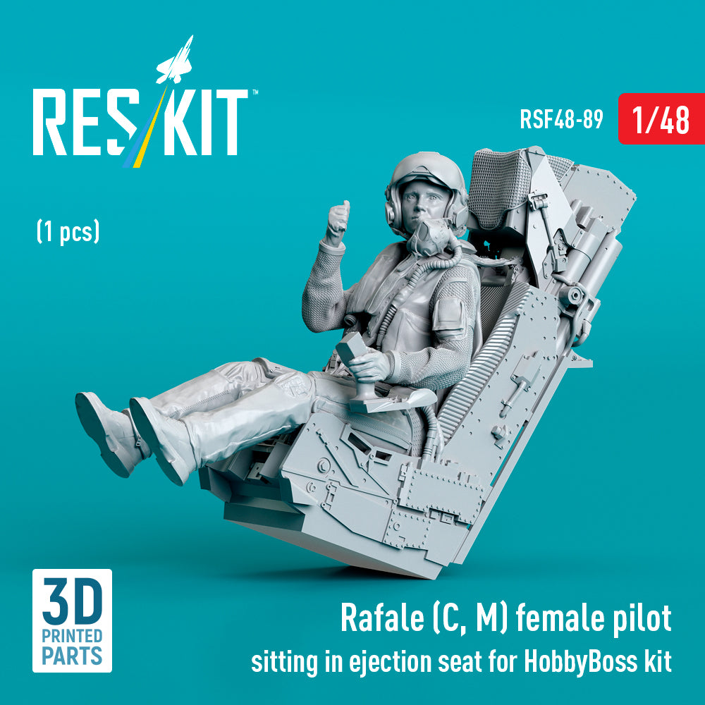 Dassault Rafale (C, M) Female Pilot Sitting in Ejection Seat for HobbyBoss kit (1 pcs) (3D Printed) Scale 1:48 ResKit RSF48-0089 for Aircraft Model Kit