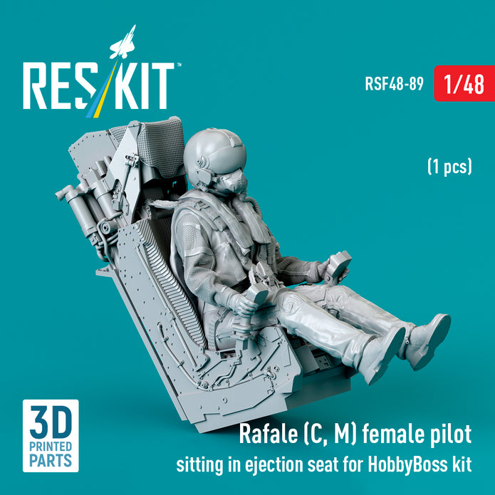 Dassault Rafale (C, M) Female Pilot Sitting in Ejection Seat for HobbyBoss kit (1 pcs) (3D Printed) Scale 1:48 ResKit RSF48-0089 for Aircraft Model Kit