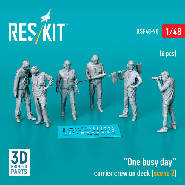 One busy day carrier crew on deck (scene 2) (6 pcs) (3D Printed) Scale 1:48 ResKit RSF48-0090 for Figurines for Aircraft / Helicopters Model Kit