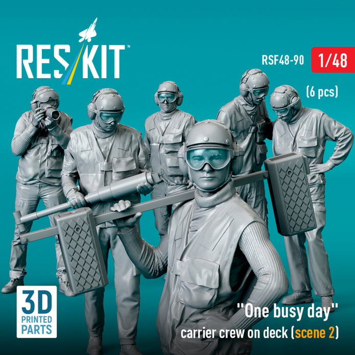 One busy day carrier crew on deck (scene 2) (6 pcs) (3D Printed) Scale 1:48 ResKit RSF48-0090 for Figurines for Aircraft / Helicopters Model Kit