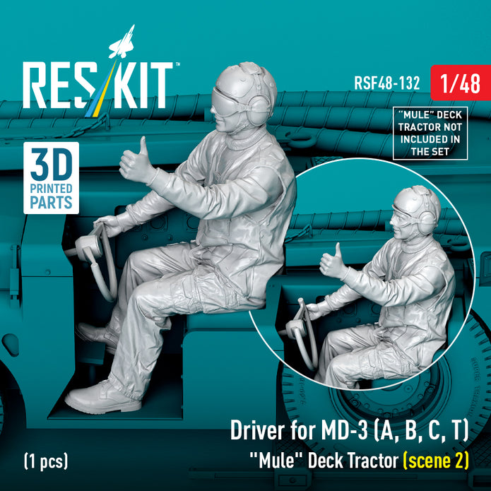 Driver for MD-3 (A, B, C, T) Mule Deck Tractor (scene 2) (1 pcs) (3D Printed) Scale 1:48 ResKit RSF48-0132