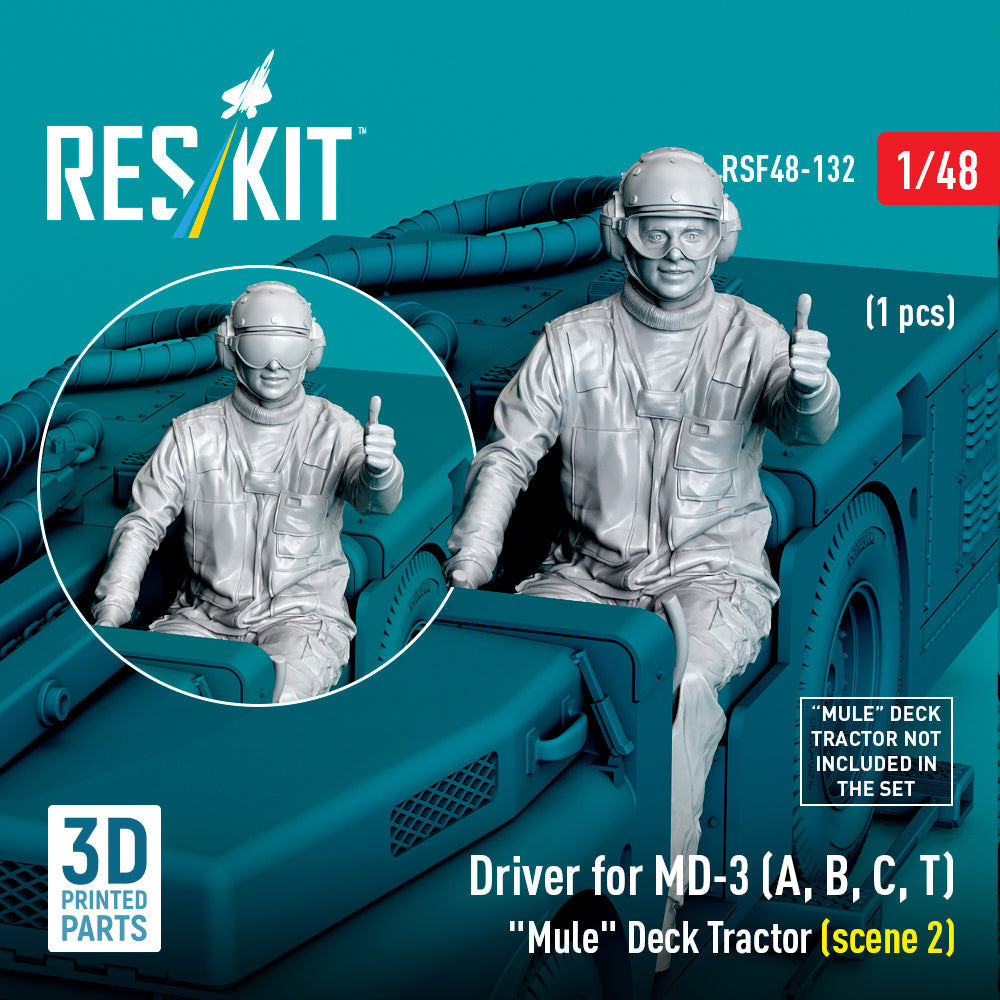 Driver for MD-3 (A, B, C, T) Mule Deck Tractor (scene 2) (1 pcs) (3D Printed) Scale 1:48 ResKit RSF48-0132