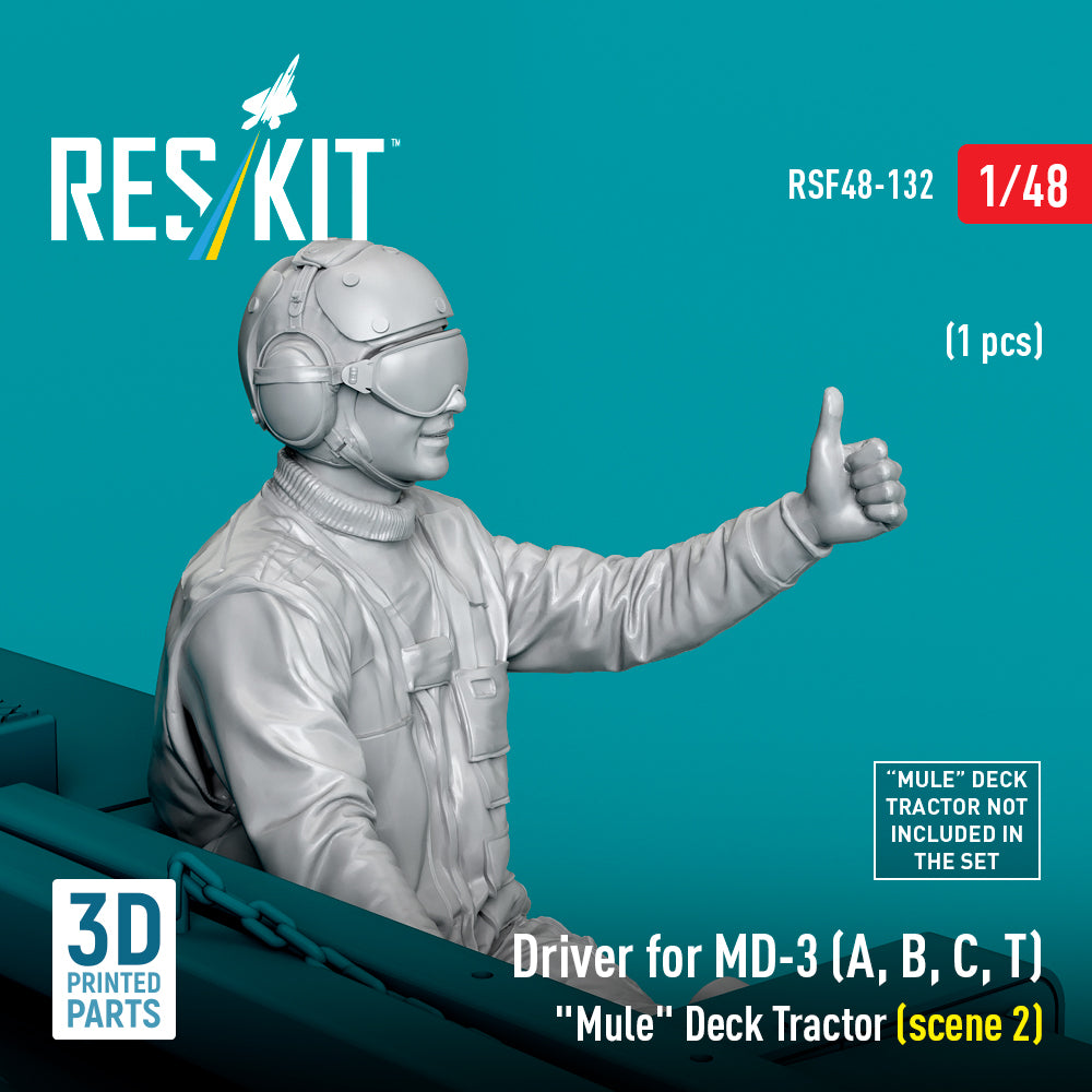 Driver for MD-3 (A, B, C, T) Mule Deck Tractor (scene 2) (1 pcs) (3D Printed) Scale 1:48 ResKit RSF48-0132