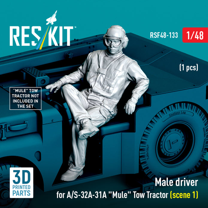 Male driver for A/S-32A-31A Mule Tow Tractor (scene 1) (1 pcs) (3D Printed) Scale 1:48 ResKit RSF48-0133