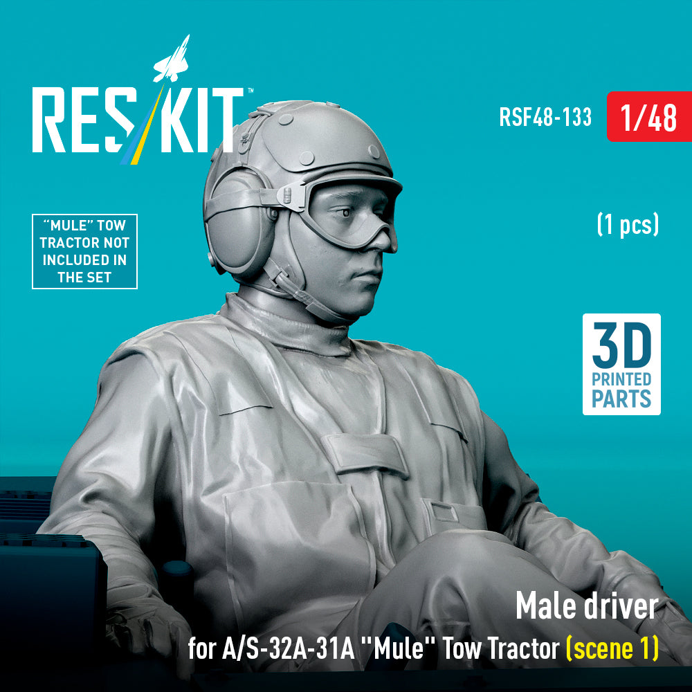 Male driver for A/S-32A-31A Mule Tow Tractor (scene 1) (1 pcs) (3D Printed) Scale 1:48 ResKit RSF48-0133