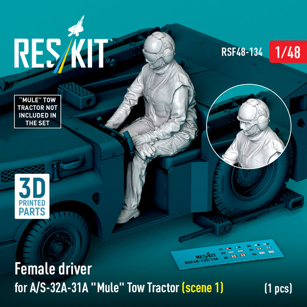 Female driver for A/S-32A-31A Mule Tow Tractor (scene 2) (1 pcs) (3D Printed) Scale 1:48 ResKit RSF48-0134