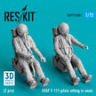 USAF F-111 pilots sitting in seats (2 pcs) (3D Printed) Scale 1:72 ResKit RSF72-0001 for Figurines for Aircraft Model Kit