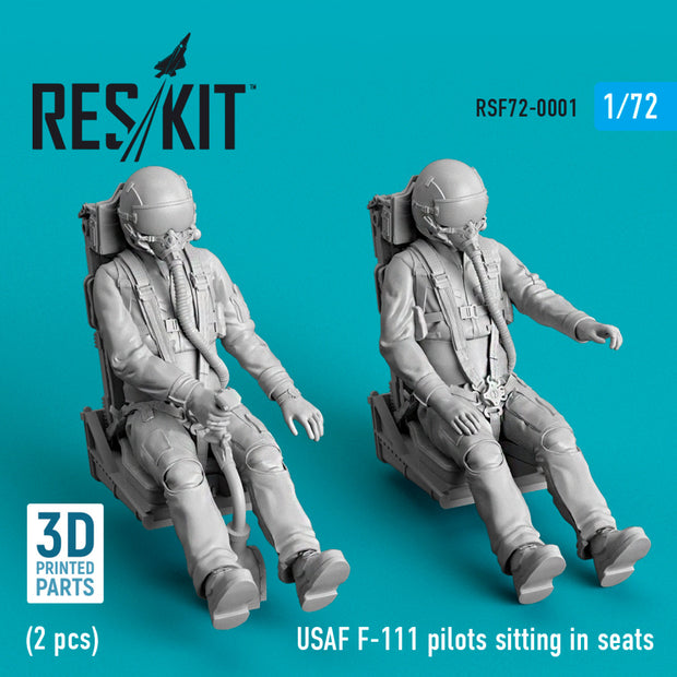 USAF F-111 pilots sitting in seats (2 pcs) (3D Printed) Scale 1:72 ResKit RSF72-0001 for Figurines for Aircraft Model Kit