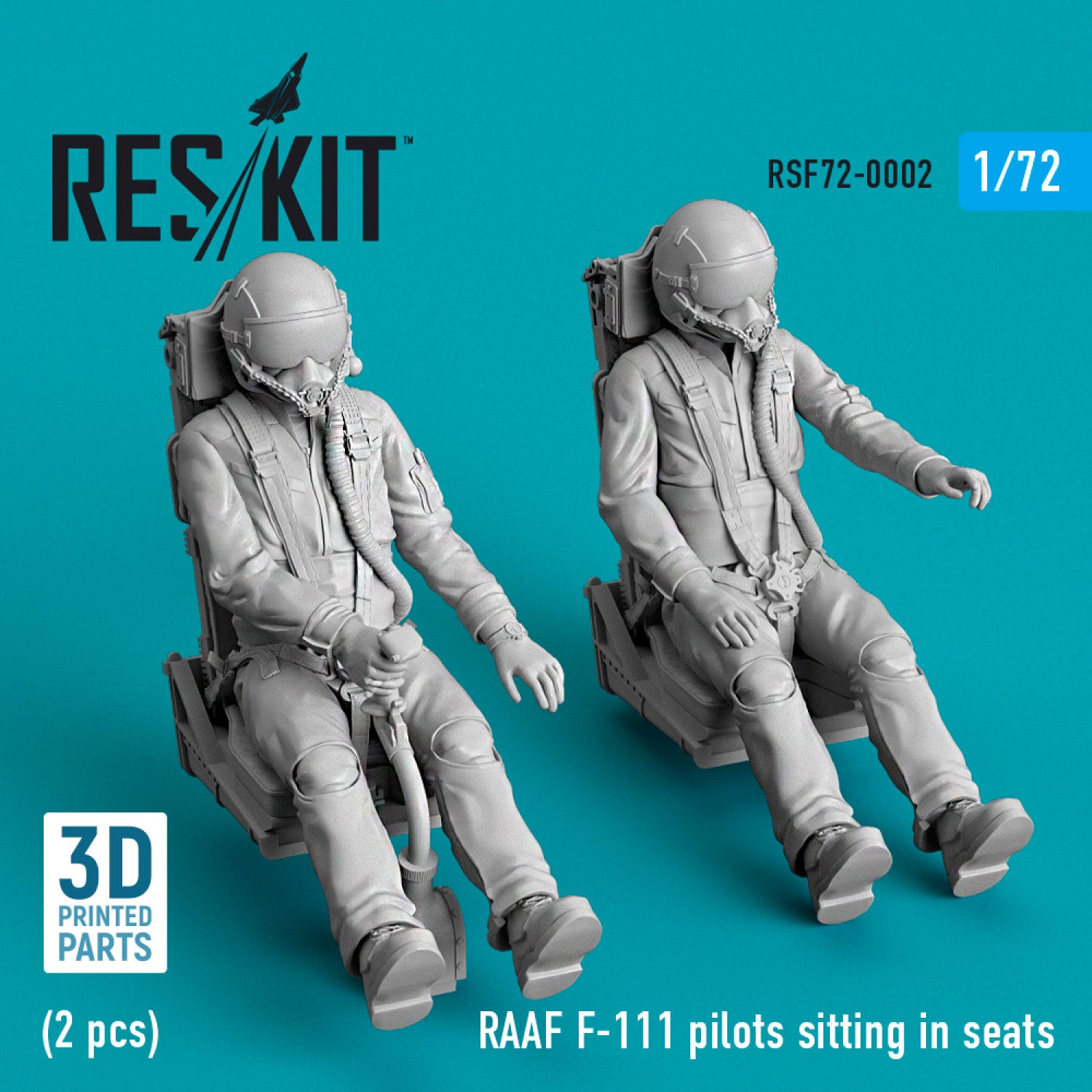 RAAF F-111 pilots sitting in seats (2 pcs) (3D Printed) Scale 1:72 ResKit RSF72-0002 for Figurines for Aircraft Model Kit