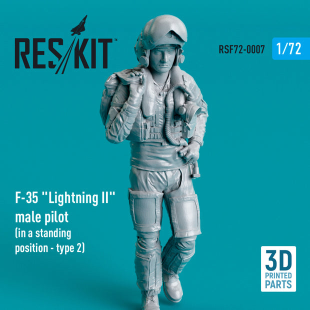 Lockheed Martin F-35 Lightning II male pilot (in a standing position - type 2) (3D Printed) Scale 1:72 ResKit RSF72-0007 for Figurines for Aircraft Model Kit