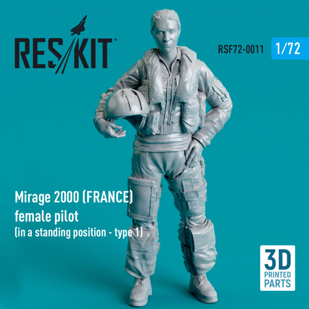 Dassault Mirage 2000 (FRANCE) female pilot (in a standing position - type 1) (3D Printed) Scale 1:72 ResKit RSF72-0011 for Figurines for Aircraft Model Kit