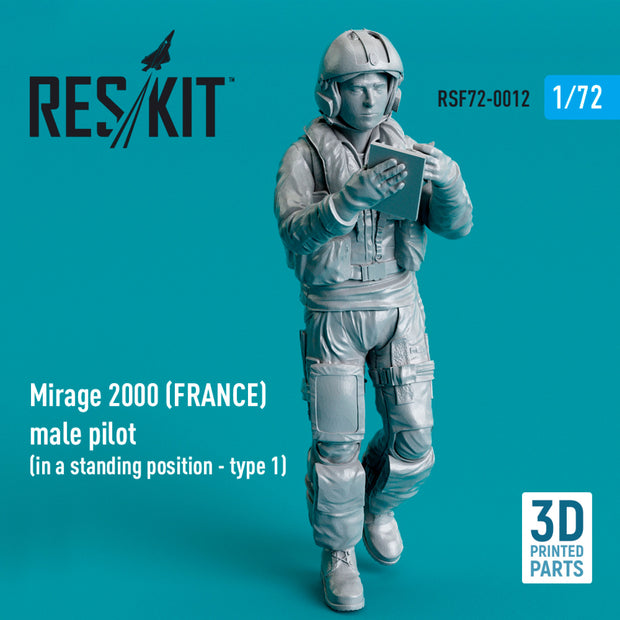 Dassault Mirage 2000 (FRANCE) male pilot (in a standing position - type 1) (3D Printed) Scale 1:72 ResKit RSF72-0012 for Figurines for Aircraft Model Kit