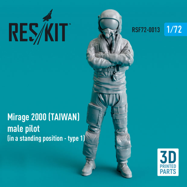 Dassault Mirage 2000 (TAIWAN) male pilot (in a standing position - type 1) (3D Printed) Scale 1:72 ResKit RSF72-0013 for Figurines for Aircraft Model Kit