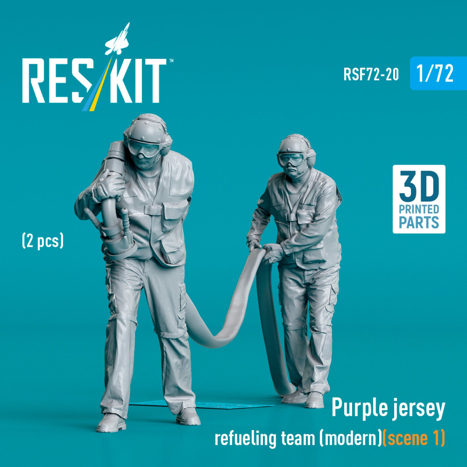 Purple jersey refueling team (modern) (scene 1) (2 pcs) (3D Printed) Scale 1:72 ResKit RSF72-0020 for Figurines for Aircraft / Helicopters Model Kit