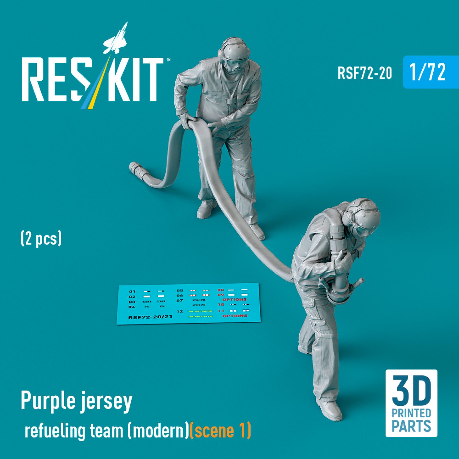 Purple jersey refueling team (modern) (scene 1) (2 pcs) (3D Printed) Scale 1:72 ResKit RSF72-0020 for Figurines for Aircraft / Helicopters Model Kit