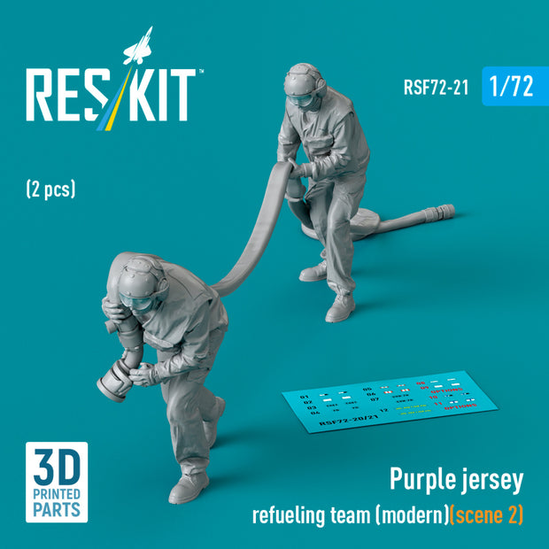 Purple jersey refueling team (modern) (scene 2) (2 pcs) (3D Printed) Scale 1:72 ResKit RSF72-0021 for Figurines for Aircraft / Helicopters Model Kit