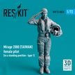 Dassault Mirage 2000 (TAIWAN) female pilot (in a standing position - type 1) (3D Printed) Scale 1:72 ResKit RSF72-0023 for Figurines for Aircraft Model Kit
