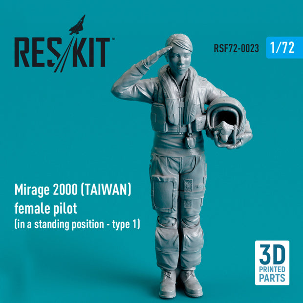 Dassault Mirage 2000 (TAIWAN) female pilot (in a standing position - type 1) (3D Printed) Scale 1:72 ResKit RSF72-0023 for Figurines for Aircraft Model Kit