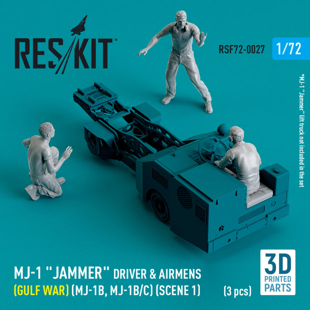 MJ-1 Jammer Driver & airmens (Gulf War) (MJ-1B, MJ-1B/C) (scene 1) (3 pcs) (3D Printed) Scale 1:72 ResKit RSF72-0027 for Figurines for Aircraft / Helicopters Model Kit
