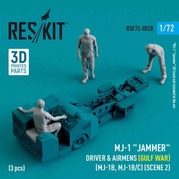 MJ-1 Jammer Driver & airmens (Gulf War) (MJ-1B, MJ-1B/C) (scene 2) (3 pcs) (3D Printed) Scale 1:72 ResKit RSF72-0028 for Figurines for Aircraft / Helicopters Model Kit