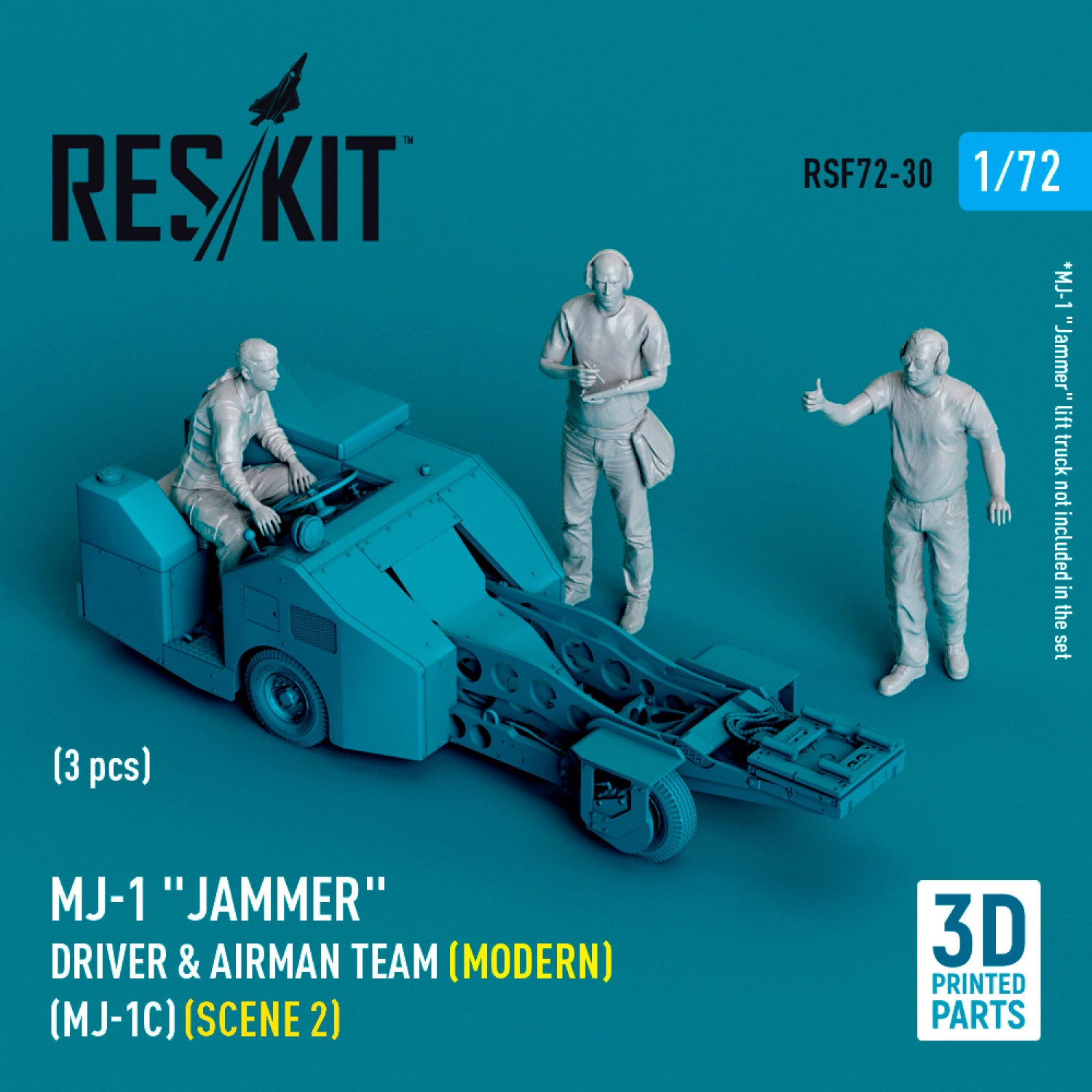 MJ-1 Jammer Driver & airman team (Modern) (MJ-1C) (scene 2) (3 pcs) (3D Printed) Scale 1:72 ResKit RSF72-0030 for Figurines for Aircraft / Helicopters Model Kit