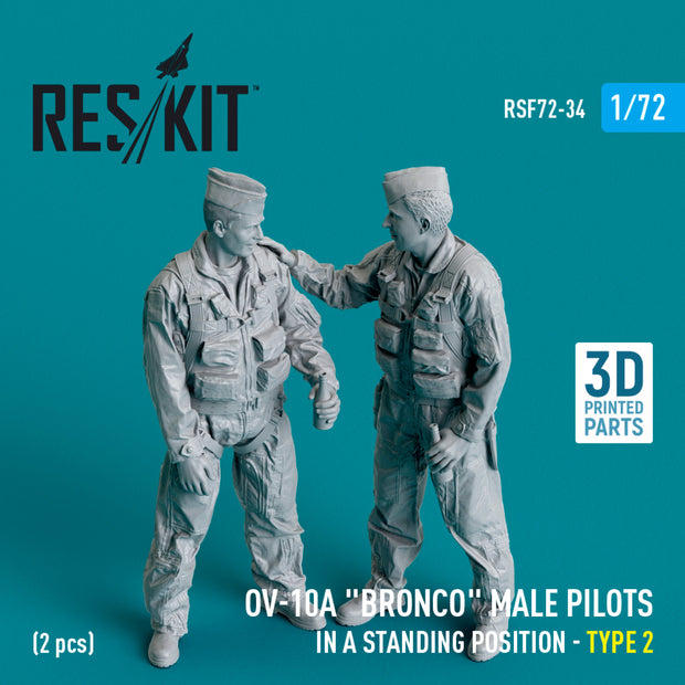 OV-10A Bronco male pilots (in a standing position - type 2) (2 pcs) (3D Printed) Scale 1:72 ResKit RSF72-0034 for Figurines for Aircraft Model Kit