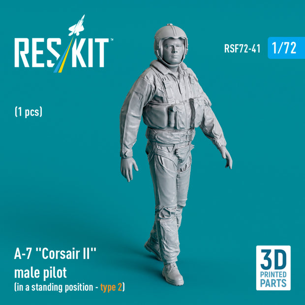 LTV A-7 Corsair II male pilot (in a standing position - type 2) (1 pcs) (3D Printed) Scale 1:72 ResKit RSF72-0041 for Figurines for Aircraft Model Kit