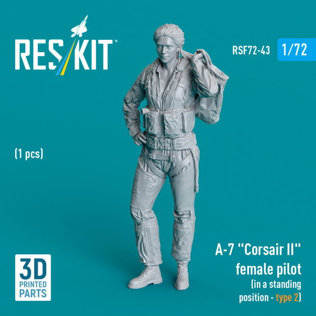 LTV A-7 Corsair II female pilot (in a standing position - type 2) (1 pcs) (3D Printed) Scale 1:72 ResKit RSF72-0043 for Figurines for Aircraft Model Kit