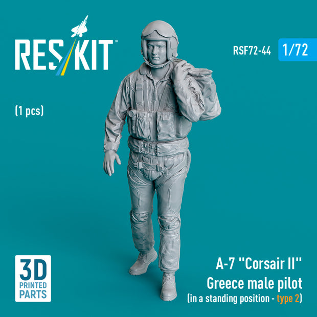 LTV A-7 Corsair II Greece male pilot (in a standing position - type 2) (1 pcs) (3D Printed) Scale 1:72 ResKit RSF72-0044 for Figurines for Aircraft Model Kit