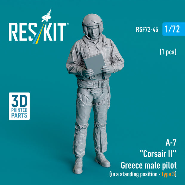 LTV A-7 Corsair II Greece male pilot (in a standing position - type 3) (1 pcs) (3D Printed) Scale 1:72 ResKit RSF72-0045 for Figurines for Aircraft Model Kit