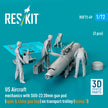 US Aircraft mechanics with SUU-23 20mm gun pod (open & close gun bay) on transport trolley (scene 1) (3 pcs) (3D Printed) Scale 1:72 ResKit RSF72-0049 for Figurines for Aircraft Model Kit