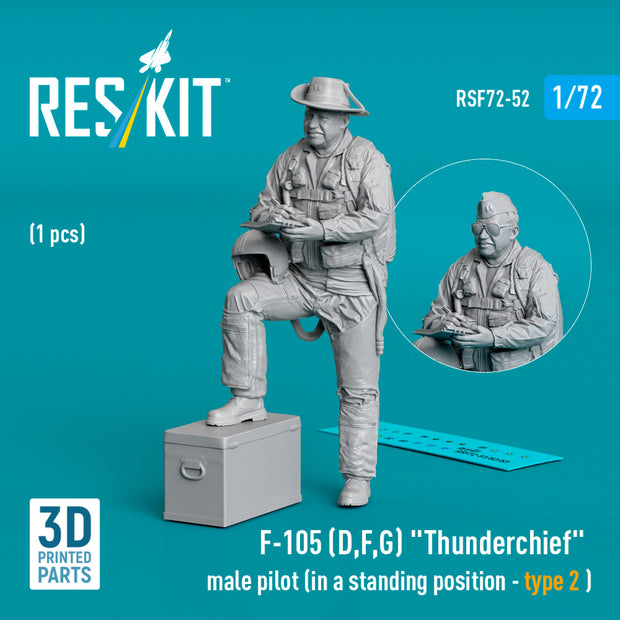 Republic F-105 (D,F,G) Thunderchief male pilot (in a standing position - type 2 ) (1 pcs) (3D Printed) Scale 1:72 ResKit RSF72-0052 for Figurines for Aircraft Model Kit