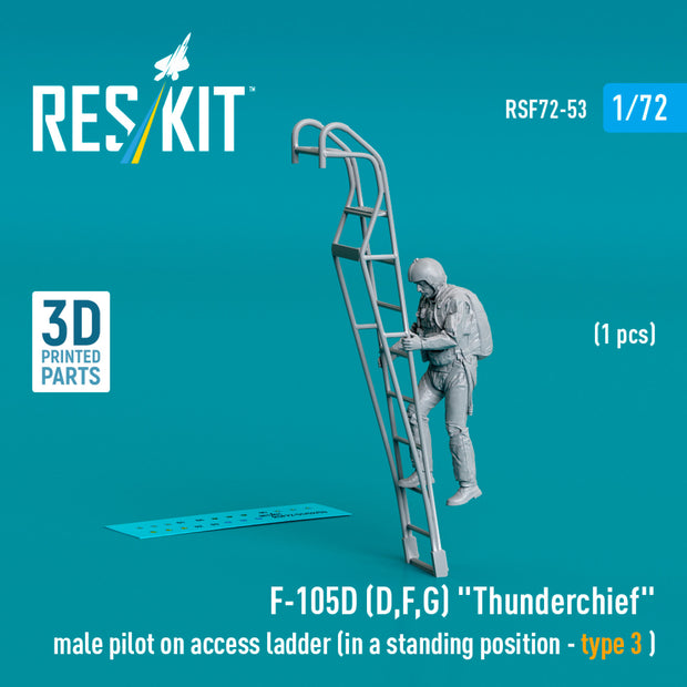 Republic F-105 (D,F,G) Thunderchief male pilot on Access Ladder (in a standing position - type 3 ) (1 pcs) (3D Printed) Scale 1:72 ResKit RSF72-0053 for Figurines for Aircraft Model Kit