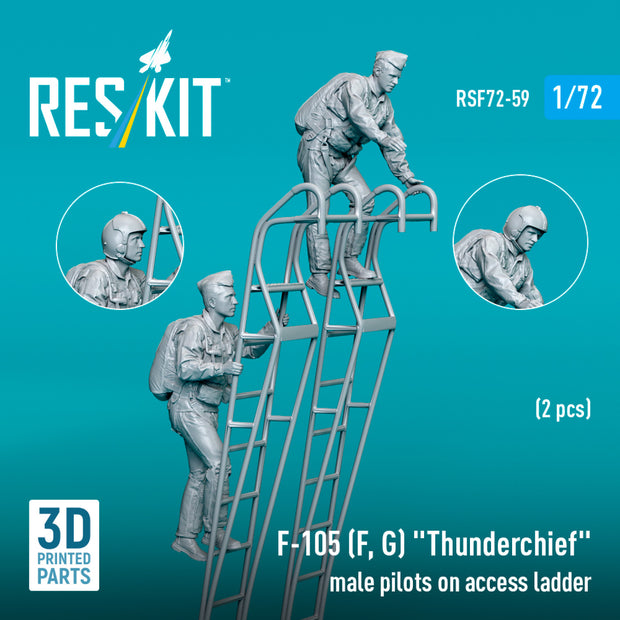 Republic F-105 (F, G) Thunderchief male pilots on Access Ladder (2 pcs) (3D Printed) Scale 1:72 ResKit RSF72-0059 for Figurines for Aircraft Model Kit