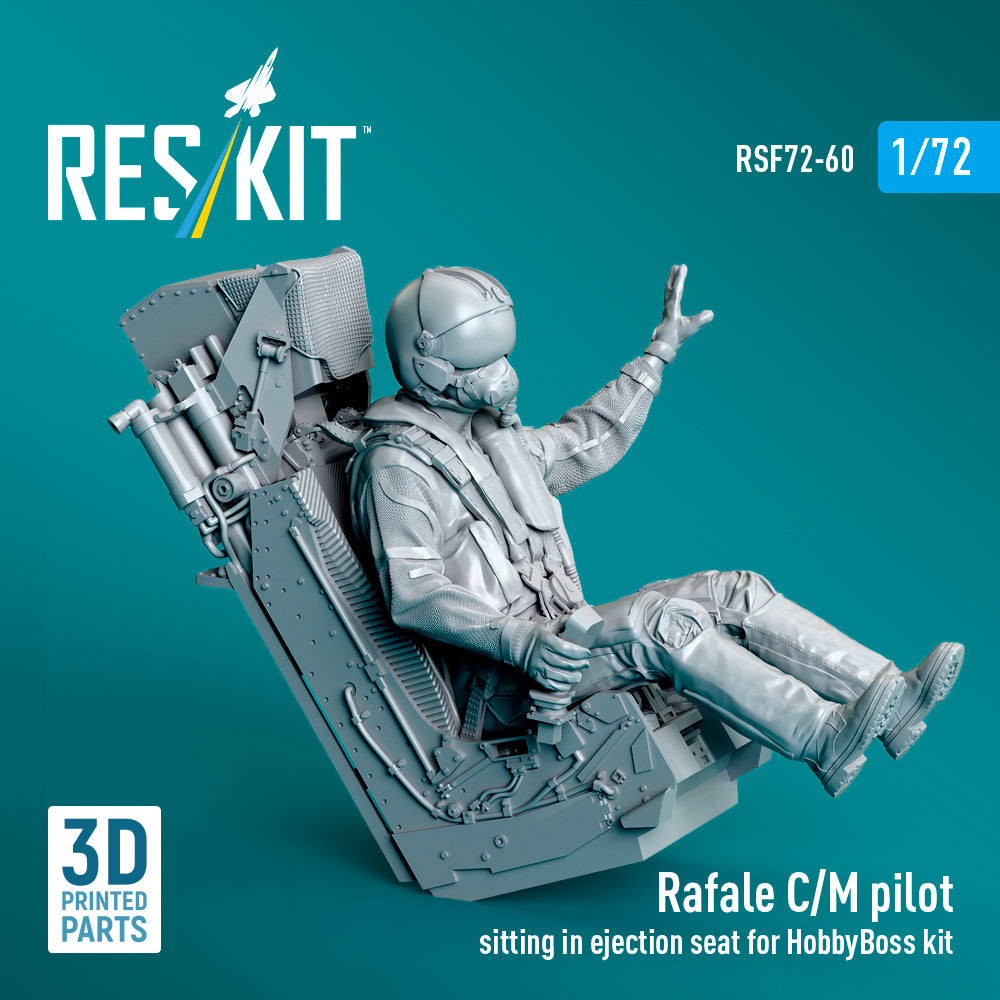 Rafale C/M pilot sitting in ejection seat for HobbyBoss kit (1 pcs) (3D Printed) Scale 1:72 ResKit RSF72-0060