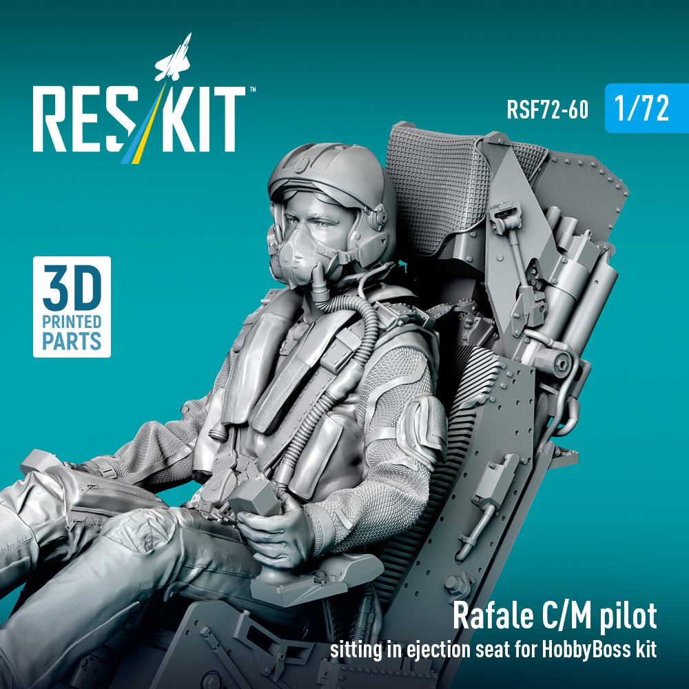 Rafale C/M pilot sitting in ejection seat for HobbyBoss kit (1 pcs) (3D Printed) Scale 1:72 ResKit RSF72-0060