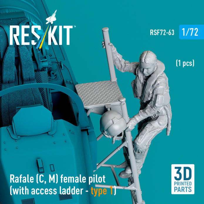 Rafale (C, M) female pilot (with Access Ladder - type 1) (1 pcs) (3D Printed) Scale 1:72 ResKit RSF72-0063 for Figurines for Aircraft Model Kit