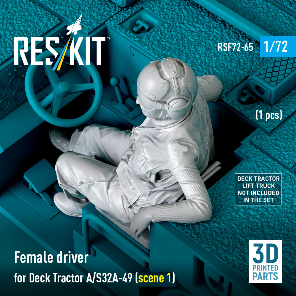 Female driver for Deck Tractor A/S32A-49 (scene 1) (1 pcs) (3D Printed) Scale 1:72 ResKit RSF72-0065 for Figurines for Aircraft Model Kit