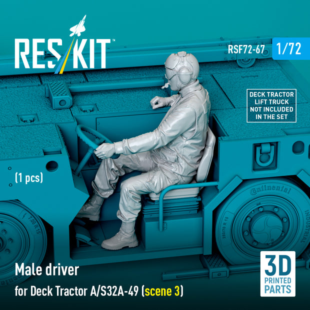 Male driver for Deck Tractor A/S32A-49 (scene 3) (1 pcs) (3D Printed) Scale 1:72 ResKit RSF72-0067 for Figurines for Aircraft Model Kit