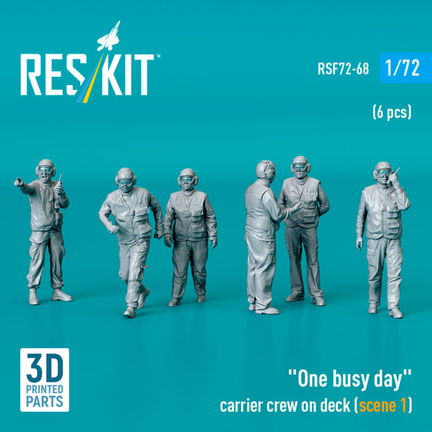 One busy day carrier crew on deck (scene 1) (6 pcs) (3D Printed) Scale 1:72 ResKit RSF72-0068 for Figurines for Aircraft Model Kit