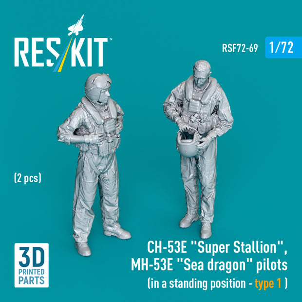 Sikorsky CH-53E Super Stallion, MH-53E Sea Dragon pilots (in a standing position - type 1) (2 pcs) (3D Printed) Scale 1:72 ResKit RSF72-0069