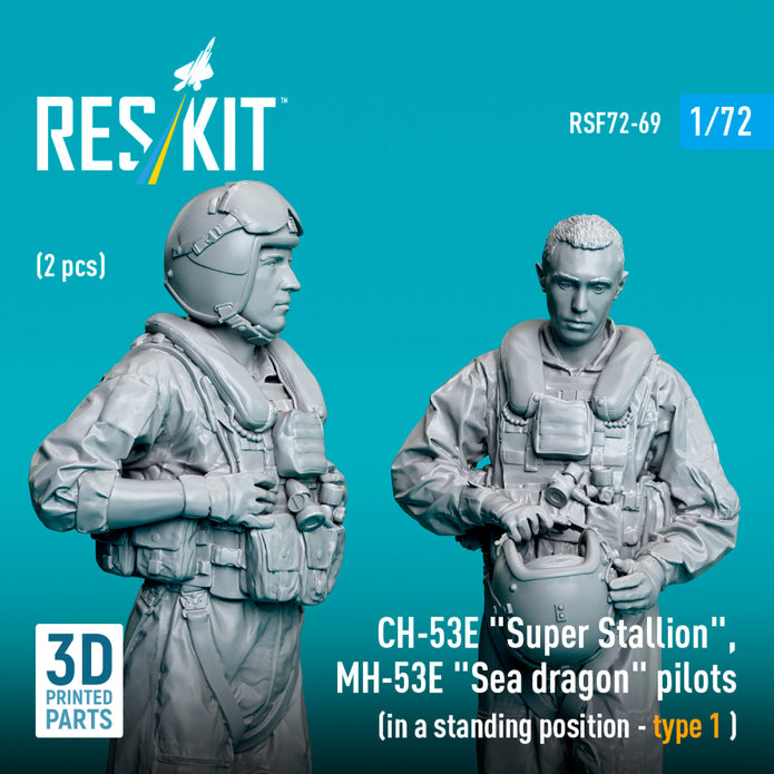 Sikorsky CH-53E Super Stallion, MH-53E Sea Dragon pilots (in a standing position - type 1) (2 pcs) (3D Printed) Scale 1:72 ResKit RSF72-0069